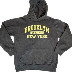 Unisex Brooklyn New York Gray Hoodie Sz M Bin J